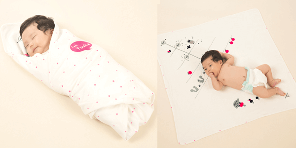 ユニークな出産祝い！Arug･O 名前入りおくるみ