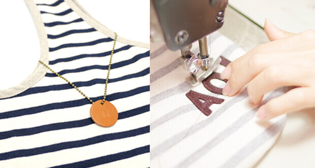 名前入りベビーリュックとマザーズバッグセット、名入れの様子