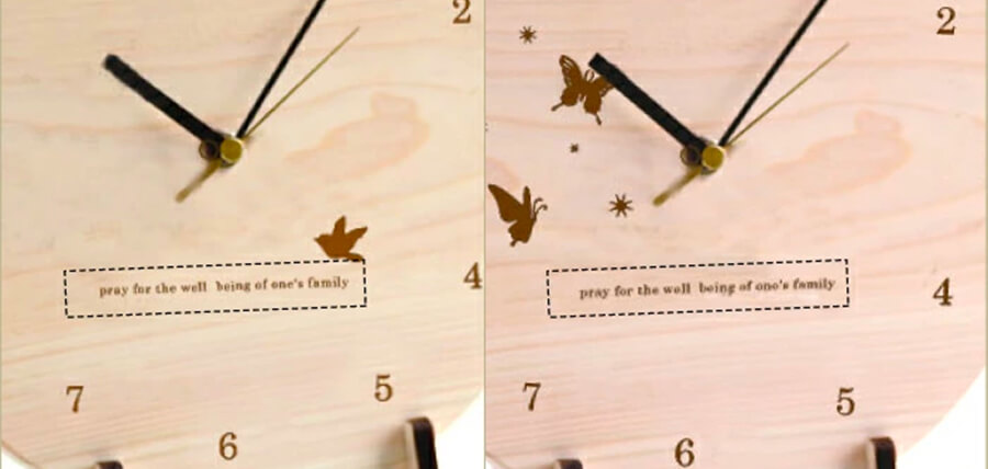 メッセージ入りBBクロック、名入れの様子